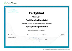 Certyfikat - Wystąpienia publiczne